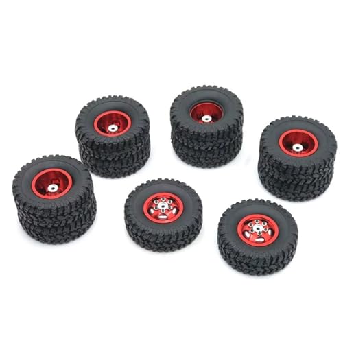 YONMFRDS RC Autoteile Für WPL Für B16 B36 Für HengLong Für FeiYu Für JJRC 6WD RC Autoteile Metall-Upgrade Vorne Einzel Hinten Doppelnabe Reifen(Red) von YONMFRDS