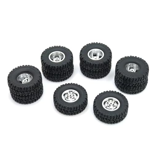 YONMFRDS RC Autoteile Für WPL Für B16 B36 Für HengLong Für FeiYu Für JJRC 6WD RC Autoteile Metall-Upgrade Vorne Einzel Hinten Doppelnabe Reifen(Silver) von YONMFRDS