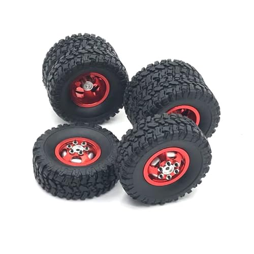 YONMFRDS RC Autoteile Für WPL Für C14 C24 B14 B16 B24 B36 C34 C44 Für HengLong Für FeiYu Für JJRC RC Autoteile Metall-Upgrade Vorne Einzel Hinten Doppelradnabe Reifen(Red) von YONMFRDS