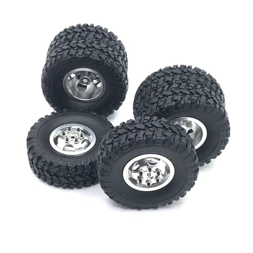 YONMFRDS RC Autoteile Für WPL Für C14 C24 B14 B16 B24 B36 C34 C44 Für HengLong Für FeiYu Für JJRC RC Autoteile Metall-Upgrade Vorne Einzel Hinten Doppelradnabe Reifen(Silver) von YONMFRDS