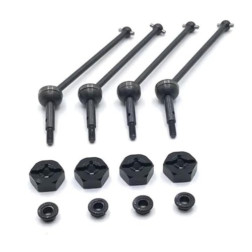 YONMFRDS RC Autoteile Für Wltoys 124019 124007 124016 124018 144010 144001 144002 Metall Antriebswelle Rad Hex Adapter RC Auto Upgrade Teile Ersatz Auto Zubehör 4 Stücke(Black) von YONMFRDS