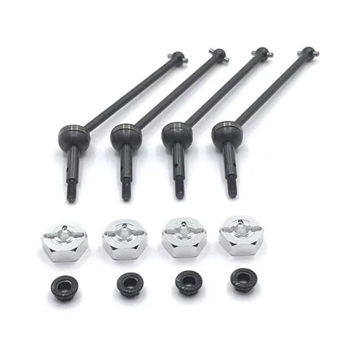 YONMFRDS RC Autoteile Für Wltoys 124019 124007 124016 124018 144010 144001 144002 Metall Antriebswelle Rad Hex Adapter RC Auto Upgrade Teile Ersatz Auto Zubehör 4 Stücke(Silver) von YONMFRDS