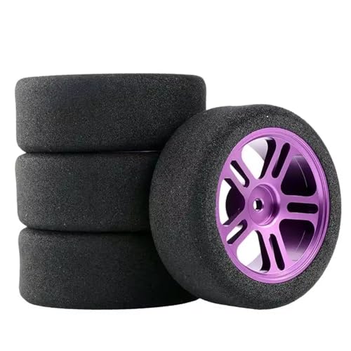 YONMFRDS RC Autoteile Für Wltoys 144001 124019 124017 Für A959 Für 1/16 1/14 1/12 Ferngesteuerte Autoteile On Road Schaumreifen 68MM Rad 12MM Sechskant 4St(Purple) von YONMFRDS