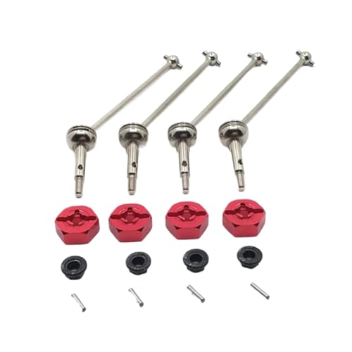 YONMFRDS RC Autoteile Für Wltoys 144001 144002 144010 124007 124016 124017 124018 124019 Metall Vordere Und Hintere Kardanwelle 12mm Adapter RC Auto Upgrade Teile(Red) von YONMFRDS