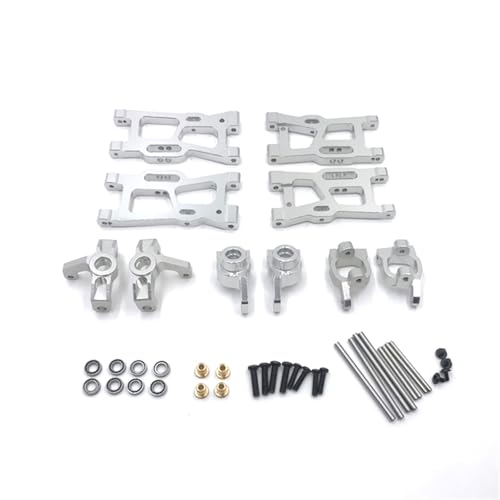 YONMFRDS RC Autoteile Für Wltoys 144002 144001 144010 124007 124008 124016 124017 124019 124018 Metall Suspension Arme Lenkung Tasse Hub Träger Lager Set Rc Auto Upgrade Teile(Silver) von YONMFRDS
