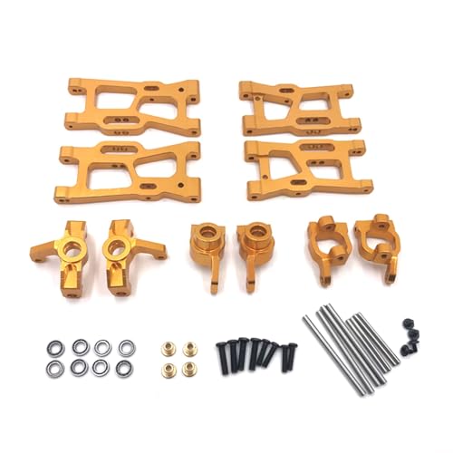 YONMFRDS RC Autoteile Für Wltoys 144002 144001 144010 124007 124008 124016 124017 124019 124018 Metall Suspension Arme Lenkung Tasse Hub Träger Lager Set Rc Auto Upgrade Teile(Yellow) von YONMFRDS