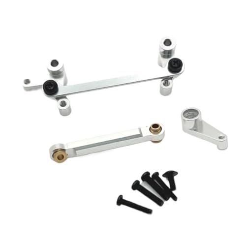 YONMFRDS RC Autoteile Für Wltoys 144016 144018 1/14 Metall Lenkung Servo Arm Servo Link Rod Set RC Auto Upgrade Teile Zubehör(Silver) von YONMFRDS