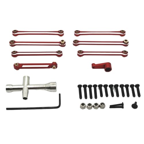 YONMFRDS RC Autoteile Für Wltoys Für 144001 144010 124007 124008 124016 124017 124018 124019 Metall Spurstange Linkage Link Rod Servo Arm RC Auto Upgrade Teile(Red) von YONMFRDS