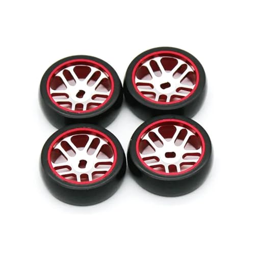 YONMFRDS RC Autoteile Für Wltoys Für K989 Für K969 284131 284010 1/28 RC Fernbedienung Auto Zubehör Metall Hub Drift Reifen(Red) von YONMFRDS