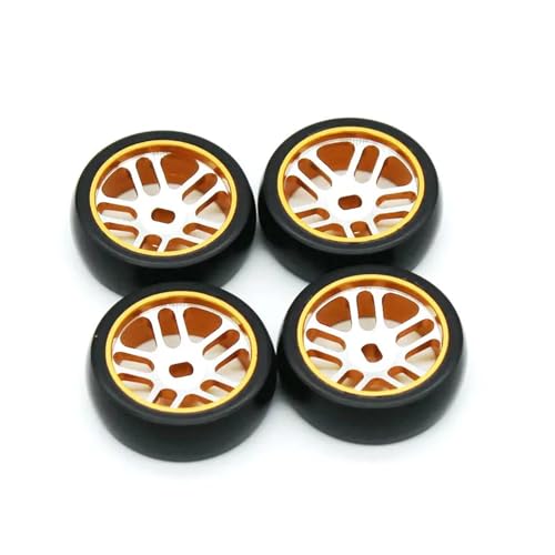 YONMFRDS RC Autoteile Für Wltoys Für K989 Für K969 284131 284010 1/28 RC Fernbedienung Auto Zubehör Metall Hub Drift Reifen(Yellow) von YONMFRDS