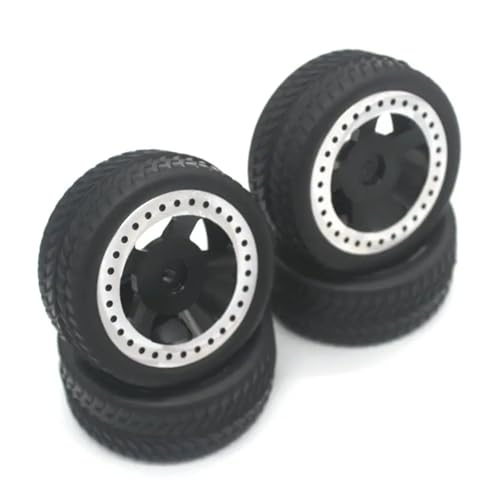 YONMFRDS RC Autoteile Für Wltoys Für MJX 14210 14209 1/14 16207 16208 16209 16210 Für H16V3 1/16 RC Ferngesteuertes Auto Metallräder Modifizierte Straße Für Rallye-Reifen(Black) von YONMFRDS