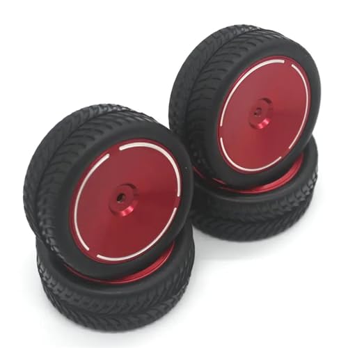 YONMFRDS RC Autoteile Für Wltoys Für MJX 14210 14209 1/14 16207 16208 16209 16210 Für H16V3 1/16 RC Ferngesteuertes Auto Metallräder Modifizierte Straße Für Rallye-Reifen(Red) von YONMFRDS