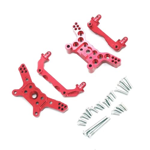 YONMFRDS RC Autoteile Für Wltoys Für MJX 14210 14209 1/14 RC Auto Metall Upgrade Armaturen Vordere Und Hintere Schale Säule Schock Platten(Red) von YONMFRDS