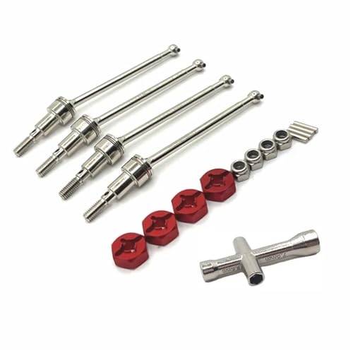 YONMFRDS RC Autoteile Für Wltoys Für SCY 16101 16102 16103 16104 16106 16201 Für JJRC Für C8805 RC 1/16 Metall Antriebswelle Kupplung Teile Für Fernbedienung Autos(Red) von YONMFRDS