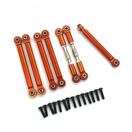 YONMFRDS RC Autoteile Für Wltoys Für ZD Für Racing DBX-10 1/10 Fernbedienung Fahrzeug Metall Zubehör 7 Zugstangen(Orange) von YONMFRDS