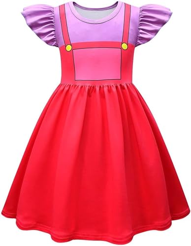 YONNEHE Zirkus-Kostüm für Mädchen, grafisches Cosplay-Kostüm, lässiges Clown-Kleid für Mädchen von 3-12 Jahren (rot, 8-9 Jahre) von YONNEHE