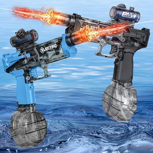 YOOHBERRYS Wasserpistole Elektrisch, Elektrische Wasserpistole Große Kapazität 500cc, Wiederaufladbar Wasserpistole Kinder mit Blitzeffekten, Automatische Wasserpistole Für Pool, Strand (2Stück) von YOOHBERRYS
