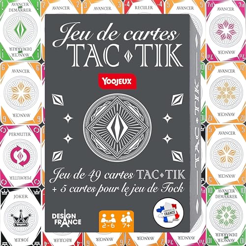 YOOJEUX® TAC-Tik Card Game - Designed and Made in France, The Set Consists of 49 Cards to Play Tac-Tik and Includes 5 Additional Cards to Play Tock or TOC von YOOJEUX