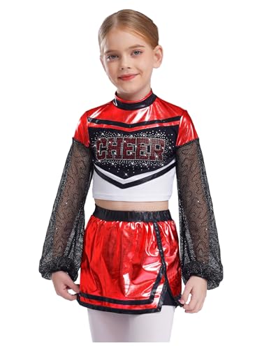 YOOJIA Cheerleaders Kostüm Kinder Mädchen Kostüm Cheerleaders Mädchen Pompon Uniform Cosplay Party Karneval Halloween Schule Uniform Kleid 110-170 Rot 170 YOOJIA Cheerleaders Kostüm Kinder Mädchen Kostüm Cheerleaders Mädchen Pompon Uniform Cosplay Party Karneval Halloween Schule Uniform Kleid 110-170 Rot 170 von YOOJIA