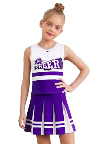 YOOJIA Cheerleading Kostüme Kinder Mädchen Set Top und Faltenrock Cheer Leader Kostüm Cheerleads Kostüm Cheer Leader Cosplay Party Karneval Halloween 2-10 Jahre von YOOJIA