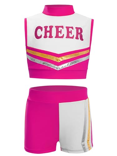 YOOJIA Einheitsgröße Pompom Mädchen Kostüm Cheer leader Top ohne Ärmel mit Shorts Set für Halloween Karneval Maskerade 5-16 Jahre Hot Pink 170 YOOJIA Einheitsgröße Pompom Mädchen Kostüm Cheer leader Top ohne Ärmel mit Shorts Set für Halloween Karneval Maskerade 5-16 Jahre Hot Pink 170 von YOOJIA