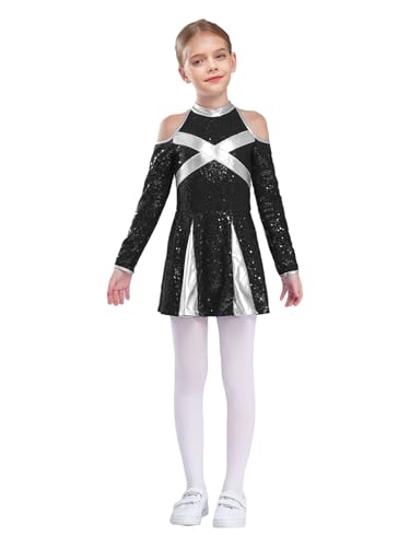 YOOJIA High School Cheerleaders Kleid Kinder Mädchen Kostüm Cheerleading Uniform Cosplay Party Karneval Halloween Outfit Pompon Mädchen Cheerleaders 6-16 Jahre Schwarz 134-140 YOOJIA High School Cheerleaders Kleid Kinder Mädchen Kostüm Cheerleading Uniform Cosplay Party Karneval Halloween Outfit Pompon Mädchen Cheerleaders 6-16 Jahre Schwarz 134-140 von YOOJIA