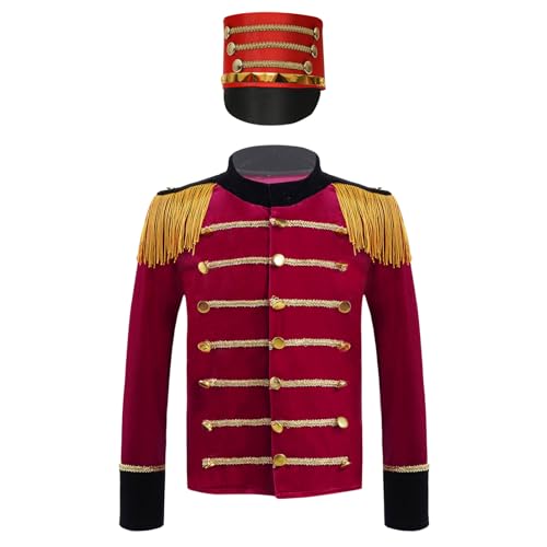 YOOJIA Jungen Prinz Kostüm Halloween Karneval Cosplay Uniform Samt Jacke Mantel Smokings mit Hut Halloween Zirkus Fasching Party Verkleidung Rot 158-164 YOOJIA Jungen Prinz Kostüm Halloween Karneval Cosplay Uniform Samt Jacke Mantel Smokings mit Hut Halloween Zirkus Fasching Party Verkleidung Rot 158-164 von YOOJIA