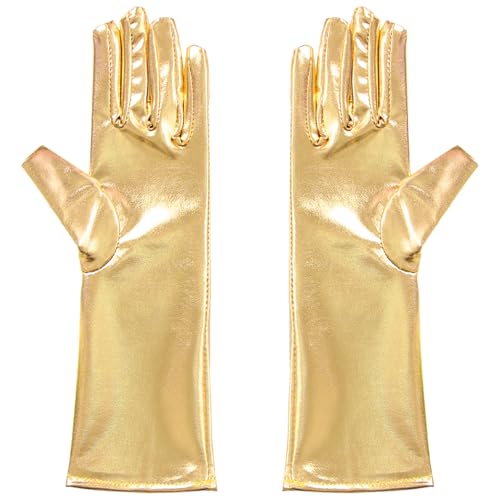 YOOJIA Kinder Mädchen Handschuhe Glänzende Metallische Handschuhe Zubehör für Abendparty Karneval Halloween Gold 3-10 Jahre von YOOJIA