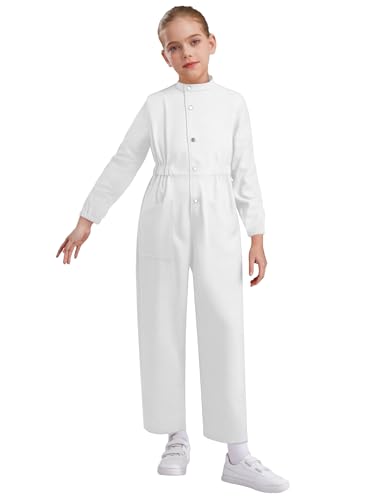 YOOJIA Overall Kinder Junge Mädchen Arbeitsanzug Cosplay Karneval Halloween Overall Trikot Gymnastik Knopf Tanz Overall Bodysuit Elfenbein 134-140 YOOJIA Overall Kinder Junge Mädchen Arbeitsanzug Cosplay Karneval Halloween Overall Trikot Gymnastik Knopf Tanz Overall Bodysuit Elfenbein 134-140 von YOOJIA
