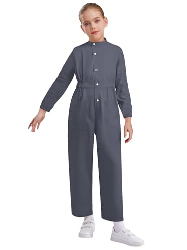 YOOJIA Overall Kinder Junge Mädchen Arbeitsanzug Cosplay Karneval Halloween Overall Trikot Gymnastik Knopf Tanz Overall Bodysuit Grau 146-152 YOOJIA Overall Kinder Junge Mädchen Arbeitsanzug Cosplay Karneval Halloween Overall Trikot Gymnastik Knopf Tanz Overall Bodysuit Grau 146-152 von YOOJIA