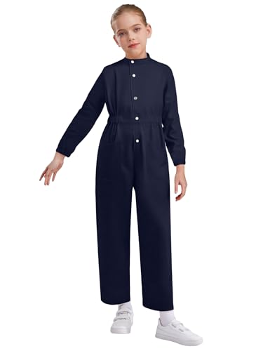 YOOJIA Overall Kinder Junge Mädchen Arbeitsanzug Cosplay Karneval Halloween Overall Trikot Gymnastik Knopf Tanz Overall Bodysuit Navy blau 170 YOOJIA Overall Kinder Junge Mädchen Arbeitsanzug Cosplay Karneval Halloween Overall Trikot Gymnastik Knopf Tanz Overall Bodysuit Navy blau 170 von YOOJIA
