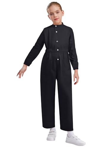 YOOJIA Overall Kinder Junge Mädchen Arbeitsanzug Cosplay Karneval Halloween Overall Trikot Gymnastik Knopf Tanz Overall Bodysuit Schwarz 110-116 YOOJIA Overall Kinder Junge Mädchen Arbeitsanzug Cosplay Karneval Halloween Overall Trikot Gymnastik Knopf Tanz Overall Bodysuit Schwarz 110-116 von YOOJIA