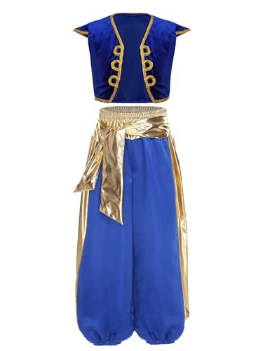 YOOJIA Verkleidung Kinder Jungen Kostüm Sultan Arabisch Set Weste und Hose Kostüm Prinz König Cosplay Karneval Halloween Maskerade 3-16 Jahre Königsblau 110-116 YOOJIA Verkleidung Kinder Jungen Kostüm Sultan Arabisch Set Weste und Hose Kostüm Prinz König Cosplay Karneval Halloween Maskerade 3-16 Jahre Königsblau 110-116 von YOOJIA