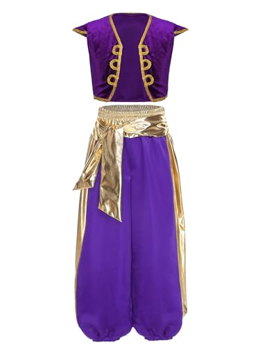 YOOJIA Verkleidung Kinder Jungen Kostüm Sultan Arabisch Set Weste und Hose Kostüm Prinz König Cosplay Karneval Halloween Maskerade 3-16 Jahre Lila 158-164 YOOJIA Verkleidung Kinder Jungen Kostüm Sultan Arabisch Set Weste und Hose Kostüm Prinz König Cosplay Karneval Halloween Maskerade 3-16 Jahre Lila 158-164 von YOOJIA