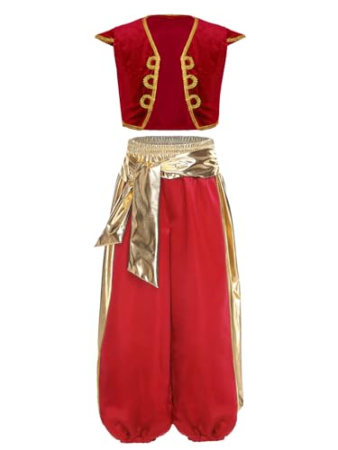 YOOJIA Verkleidung Kinder Jungen Kostüm Sultan Arabisch Set Weste und Hose Kostüm Prinz König Cosplay Karneval Halloween Maskerade 3-16 Jahre Rot 158-164 YOOJIA Verkleidung Kinder Jungen Kostüm Sultan Arabisch Set Weste und Hose Kostüm Prinz König Cosplay Karneval Halloween Maskerade 3-16 Jahre Rot 158-164 von YOOJIA