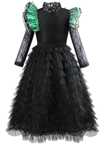 YOOJIA Vintage Hexenkleid Kleinkind Mädchen Kostüm Hexenkleid Halloween Weihnachten Karnevalskostüm Mittelalter Renaissance Outfit Zauberer 5-12 Jahre von YOOJIA