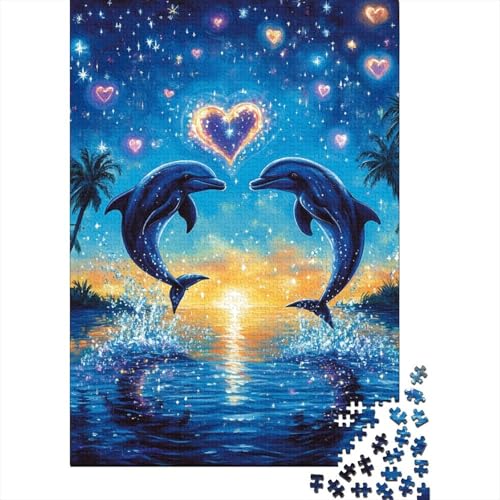 Delphin Puzzle 1000 Teile Schwer Puzzle Spielzeug Pädagogisches Spiel Impossible Herausforderungsspielzeug Für Erwachsene Und Kinder in Bewährter 1000pcs (75x50cm) von YOPDEOOCR