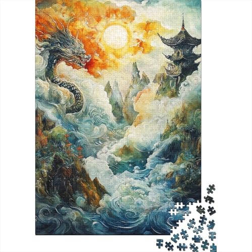 Drache Puzzle 1000-teilige Schwer Puzzle Spielzeug Pädagogisches Spiel Impossible Herausforderungsspielzeug Für Erwachsene Und Kinder in Bewährter 1000pcs (75x50cm) von YOPDEOOCR