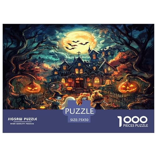Halloween Village Puzzle 1000 Teile,für Erwachsene, Impossible Puzzle,farbenfrohes Legespiel,Geschicklichkeitsspiel Für Die Ganze Familie,Erwachsenenpuzzle Puzzel 1000pcs (75x50cm) von YOPDEOOCR