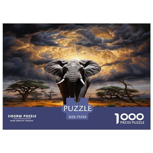 Hyper-Realistic Elefant Puzzle 1000 Teile Erwachsene Puzzles Für Erwachsene Klassische Puzzles 1000 Teile Erwachsene Puzzlespiel Schwer Pädagogisches Spielzeug Erwachsene Kinder Puzzel 1000pcs (75x50 von YOPDEOOCR