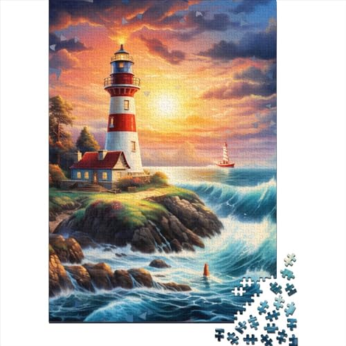 Küste Leuchtturms Puzzles 1000 Teile Schwer Puzzle Spielzeug Lernspiel Impossible Herausforderung Spielzeug Für Erwachsene Kinder 1000pcs (75x50cm) von YOPDEOOCR