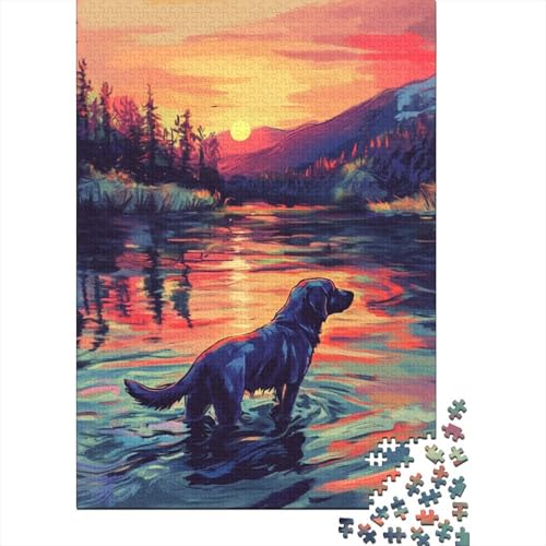 Labrador Retriever Puzzle 1000-teilige Schwer Puzzle Spielzeug Lernspiel Impossible Herausforderung Spielzeug Für Erwachsene Kinder 1000pcs (75x50cm) von YOPDEOOCR