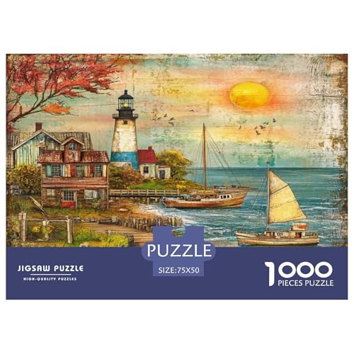 Leuchtturm an der Küste Puzzlespiel 1000 Teile Puzzle Für Erwachsene Und Kinder Ab 14 Jahren, Puzzle-Motiv Erwachsenen Puzzlespiel Puzzel 1000pcs (75x50cm) von YOPDEOOCR