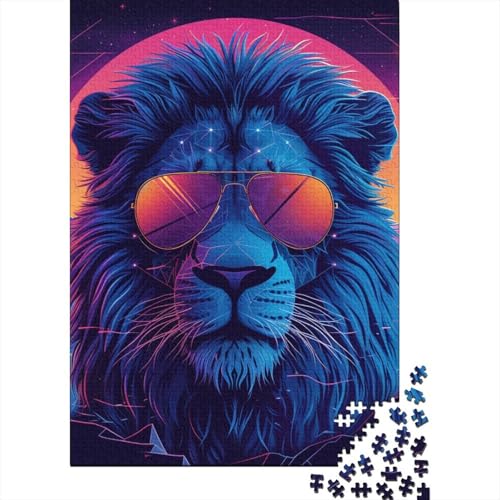 Retro Löwe Puzzle 1000 Teile Schwer Puzzle Spielzeug Pädagogisches Spiel Impossible Herausforderungsspielzeug Für Erwachsene Kinder 1000pcs (75x50cm) von YOPDEOOCR