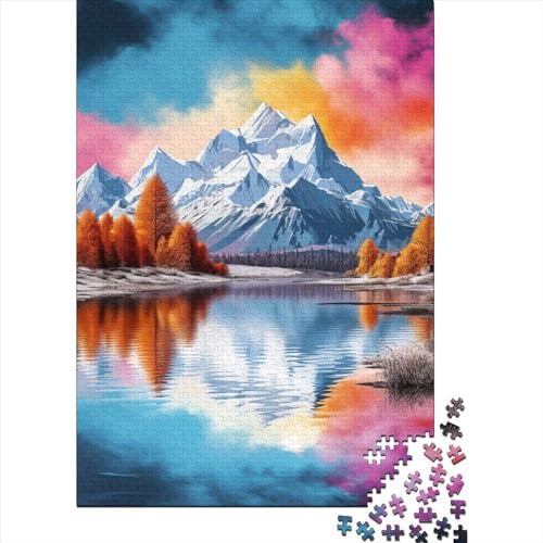 Seen and Snowy Mountains Puzzle 1000 Teile Schwer Puzzle Spielzeug Pädagogisches Spiel Impossible Herausforderung Spielzeug Für Erwachsene Und Kinder in Bewährter 1000pcs (75x50cm) von YOPDEOOCR