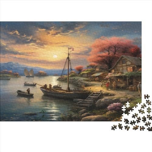 Sonnenuntergang über dem Hafen 1000 Stück Erwachsene Teenager Stress Abbauen Familien-Puzzlespiel Mit Poster in 1000-teiliges Puzzle Kinder Lernspiel Spielzeug Geschenk Puzzel 1000pcs (75x50cm) von YOPDEOOCR