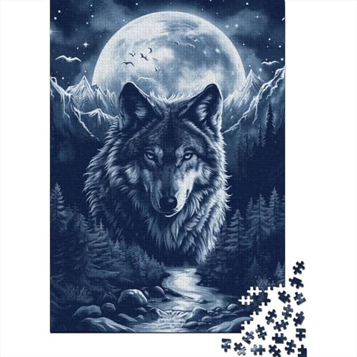 Wölfe im Mondlicht Puzzles 1000 Teile Schwer Puzzle Spielzeug Lernspiel Impossible Herausforderung Spielzeug Für Erwachsene Und Kinder in Bewährter 1000pcs (75x50cm) von YOPDEOOCR