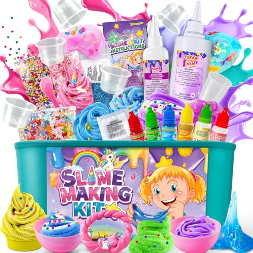 DIY Schleim Kit, Slime Making Kit für Mädchen 10-12, Butter Schleim, Schaum Schleim, Wolke Schleim mit Add-ins, Schaumstoffkugeln, Charms, Slime Party Favors Geschenk Spielzeug für Kinder von YOPINSAND