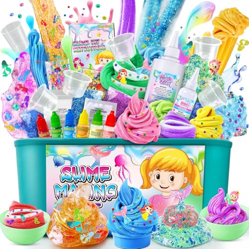 DIY Schleim Kit, Slime Making Kit für Mädchen 10-12, Butter Schleim, Schaum Schleim, Wolke Schleim mit Add-ins, Schaumstoffkugeln, Charms, Slime Party Favors Geschenk Spielzeug für Kinder von YOPINSAND