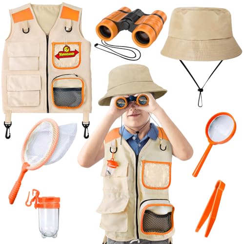 Forscherset für Kinder, Exploration Spielzeug mit Weste, Hut und Kindern Fernglas, Kindern Campingausrüstung mit Käferfänger-Erkundungsset, tolles Outdoor Camping Spielzeug für Jungen und Mädchen Forscherset für Kinder, Exploration Spielzeug mit Weste, Hut und Kindern Fernglas, Kindern Campingausrüstung mit Käferfänger-Erkundungsset, tolles Outdoor Camping Spielzeug für Jungen und Mädchen von YOPINSAND